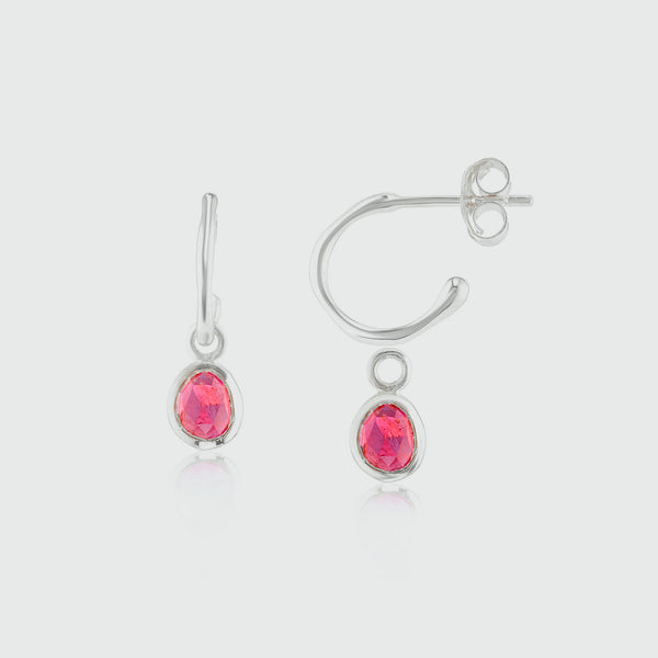 Hampton Ruby & Silver Interchangeable Gemstone Earrings