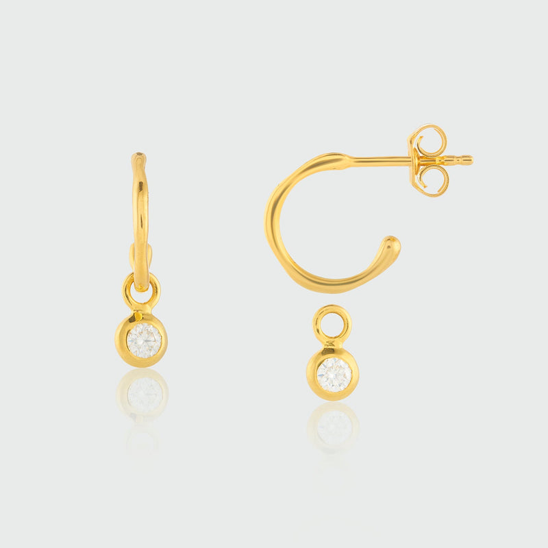 Hampton Moissanite & Gold Vermeil Interchangeable Gemstone Earrings-Auree Jewellery