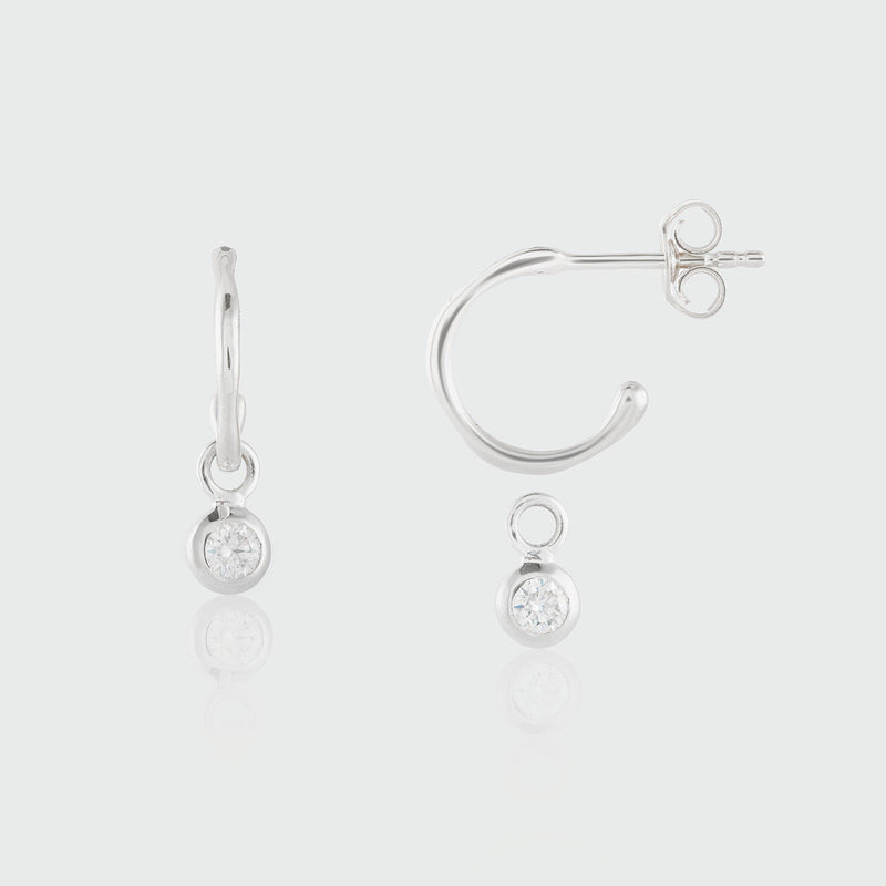 Hampton Moissanite & Silver Interchangeable Gemstone Earrings-Auree Jewellery