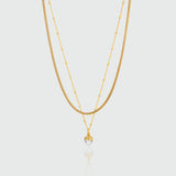 Layering Snake Chain and Acorn Necklace Set