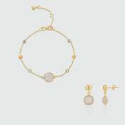 Iseo Pink Chalcedony & Gold Vermeil Jewellery Set-Auree Jewellery