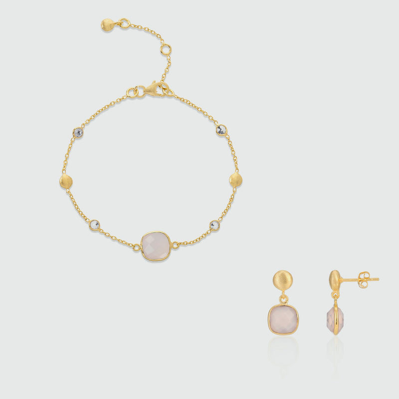 Iseo Pink Chalcedony & Gold Vermeil Jewellery Set