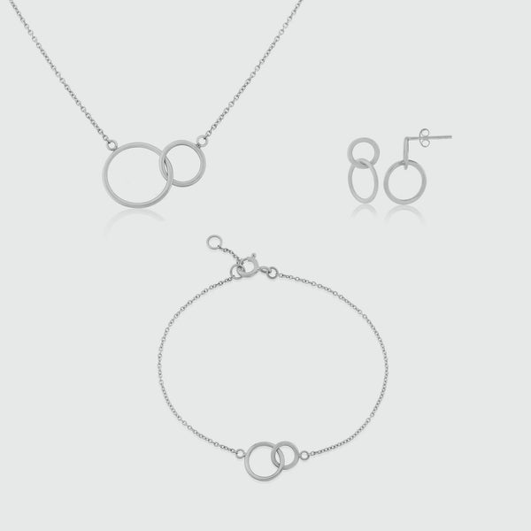 Kelso Sterling Silver Interlinking Rings Jewellery Set