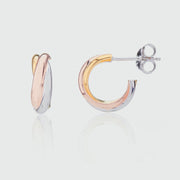 Knightsbridge Mini Three Colour Gold Vermeil Triple Hoop Earrings-Auree Jewellery