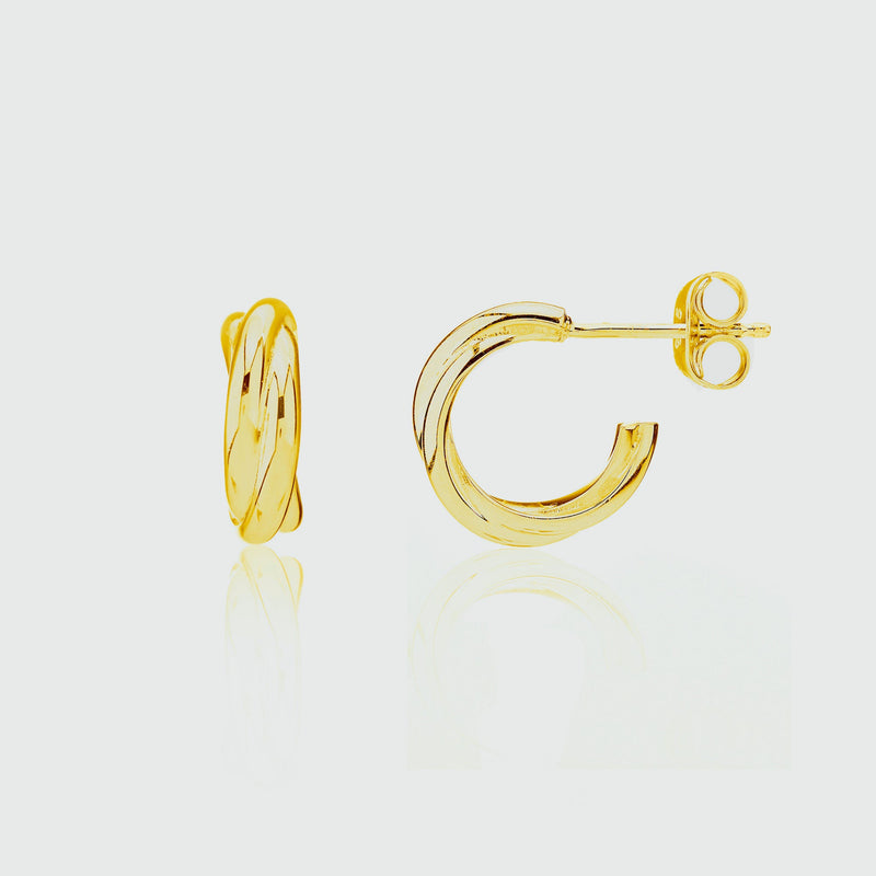 Knightsbridge Mini Yellow Gold Vermeil Triple Hoop Earrings-Auree Jewellery