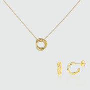 Knightsbridge Yellow Gold Vermeil Triple Ring Jewellery Set-Auree Jewellery