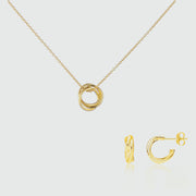 Knightsbridge Yellow Gold Vermeil Triple Ring Jewellery Set