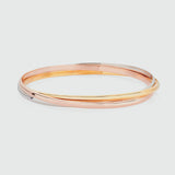 Knightsbridge Three Colour Gold Vermeil Russian Wedding Bangle-Auree Jewellery