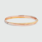 Knightsbridge Three Colour Gold Vermeil Russian Wedding Bangle-Auree Jewellery
