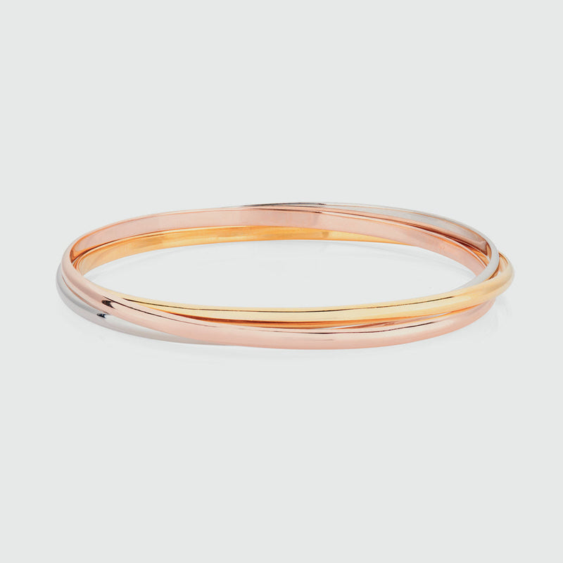 Knightsbridge Three Colour Gold Vermeil Russian Wedding Bangle-Auree Jewellery