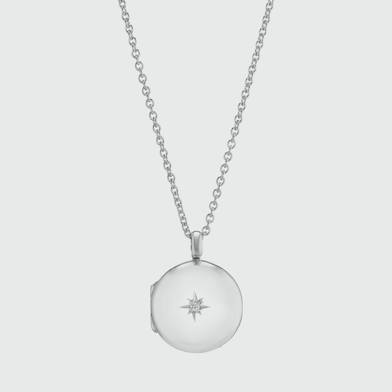 Langton Sterling Silver Diamond Locket Necklace