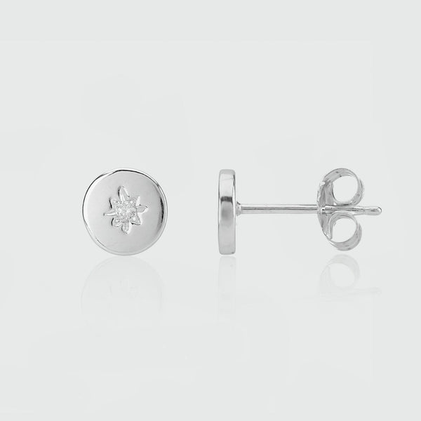 Langton Silver & Diamond Stud Earrings-Auree Jewellery