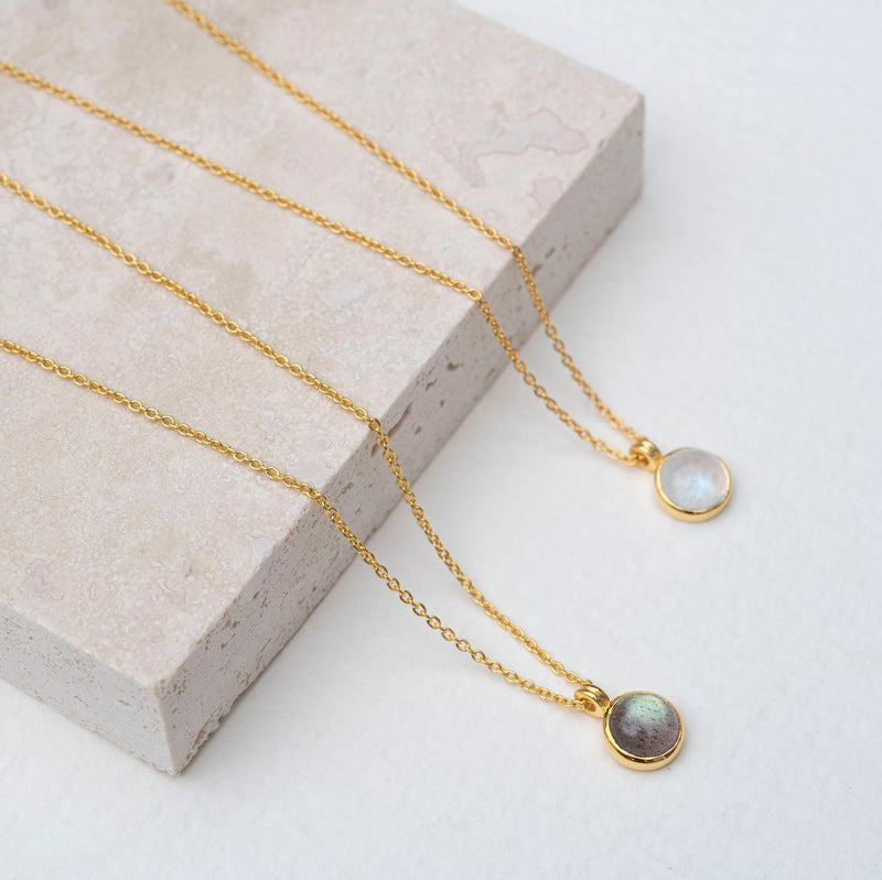 Lulea Moonstone & Gold Vermeil Pendant Necklace-Auree Jewellery