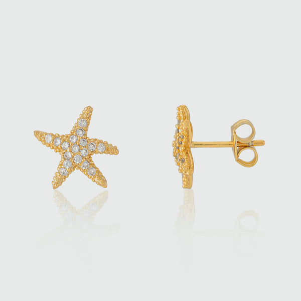 Maddalena Gold Vermeil  & Cubic Zirconia Starfish Earrings
