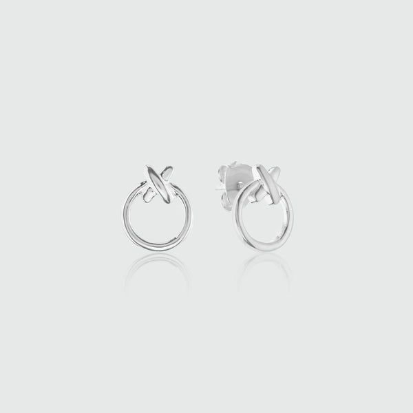 Manacor Friendship Sterling Silver Kiss Stud Earrings-Auree Jewellery