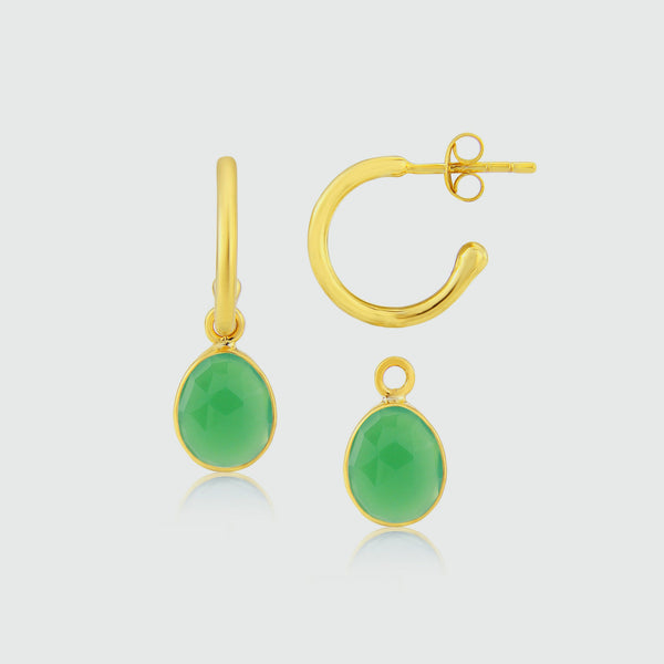 Manhattan Gold & Chrysoprase Interchangeable Gemstone Earrings-Auree Jewellery