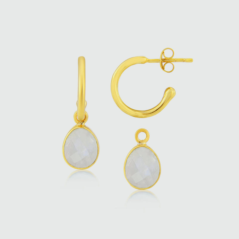 Manhattan Gold & Moonstone Interchangeable Gemstone Earrings