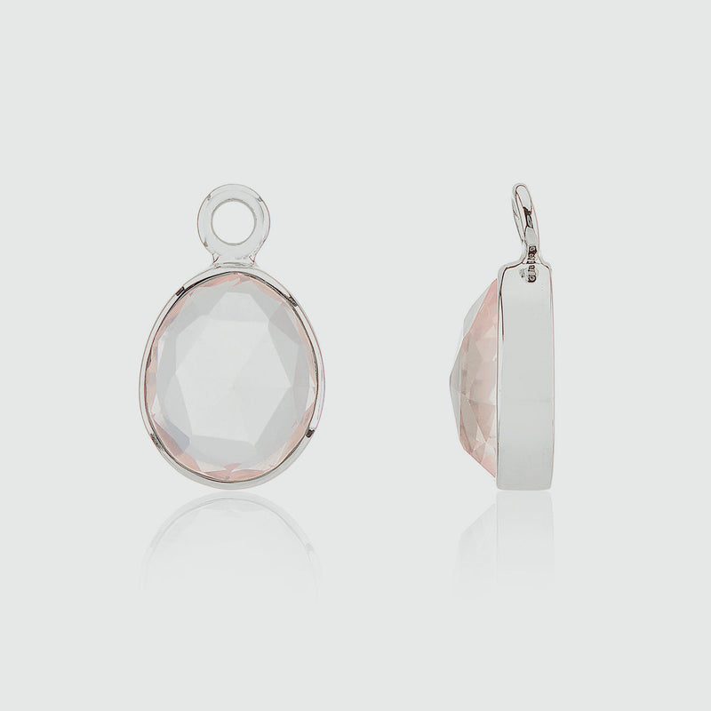 Manhattan Silver & Rose Quartz Interchangeable Gemstone Earrings-Auree Jewellery