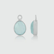 Manhattan Aqua Chalcedony & Silver Interchangeable Gemstone Drops-Auree Jewellery