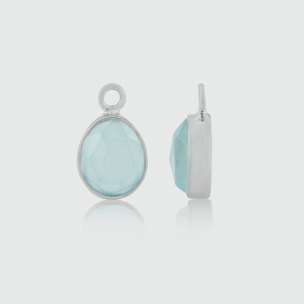 Manhattan Aqua Chalcedony & Silver Interchangeable Gemstone Drops-Auree Jewellery