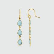Monaco Gold Vermeil & Blue Topaz Triple Earrings