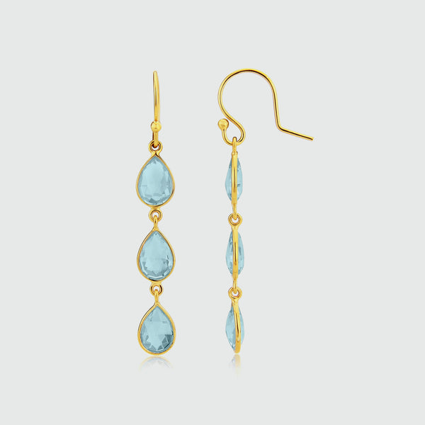 Monaco Gold Vermeil & Blue Topaz Triple Earrings