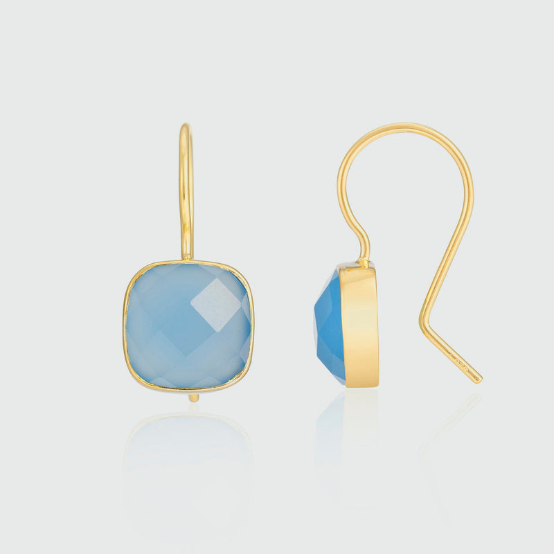 Mondello Blue Chalcedony & Gold Vermeil Square Earrings