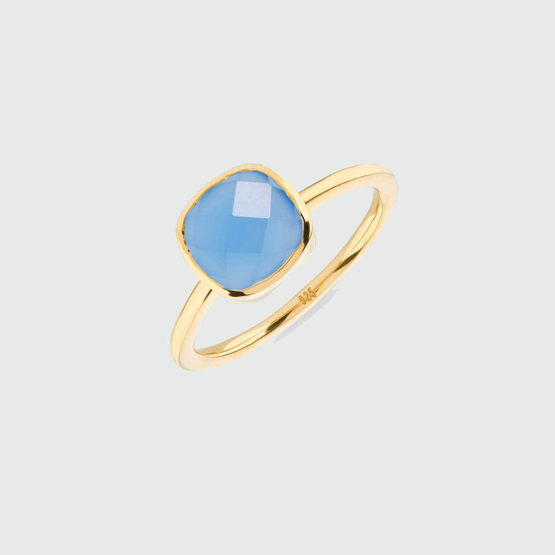 Mondello Blue Chalcedony Gold Vermeil Ring-Auree Jewellery