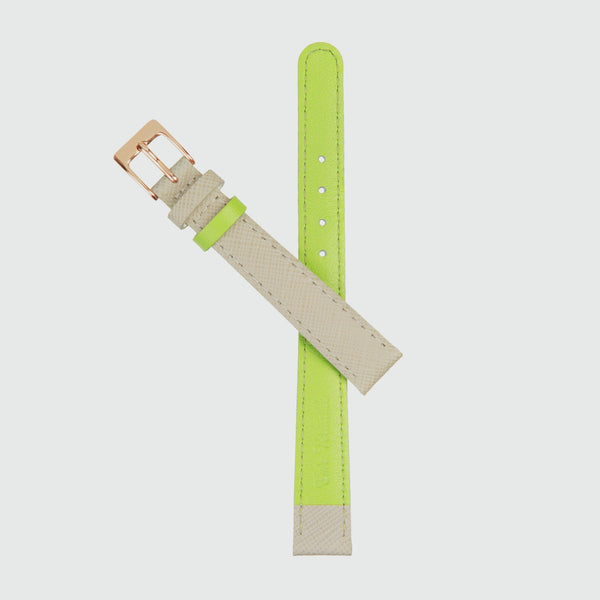 Montmartre Almond & Apple Green Leather Watch Strap with Rose Gold Buckle-Auree Jewellery