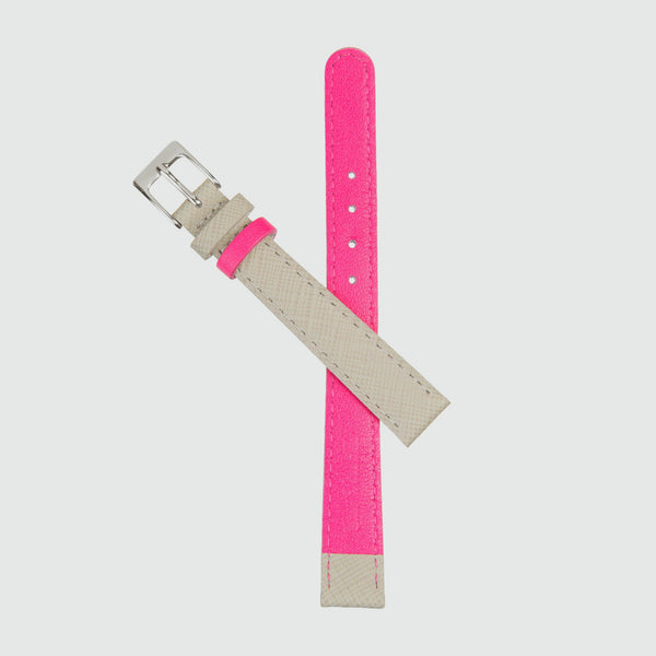 Montmartre Almond & Hot Pink Leather Watch Strap with Silver Buckle