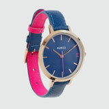 Montmartre Rose Gold Watch with Royal Blue & Hot Pink Leather Strap