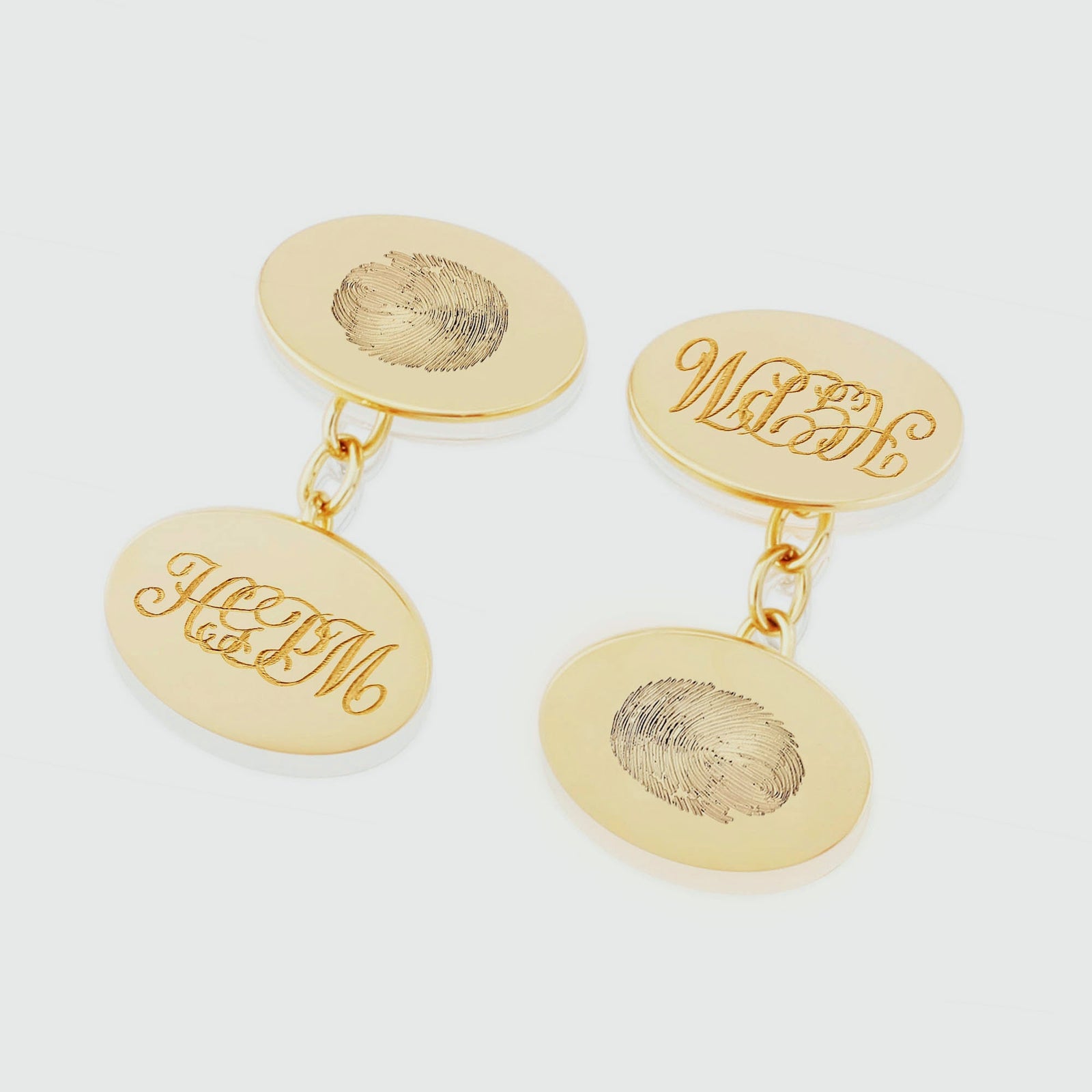 Fingerprint Cufflinks | 9ct Yellow Gold | Auree Jewellery