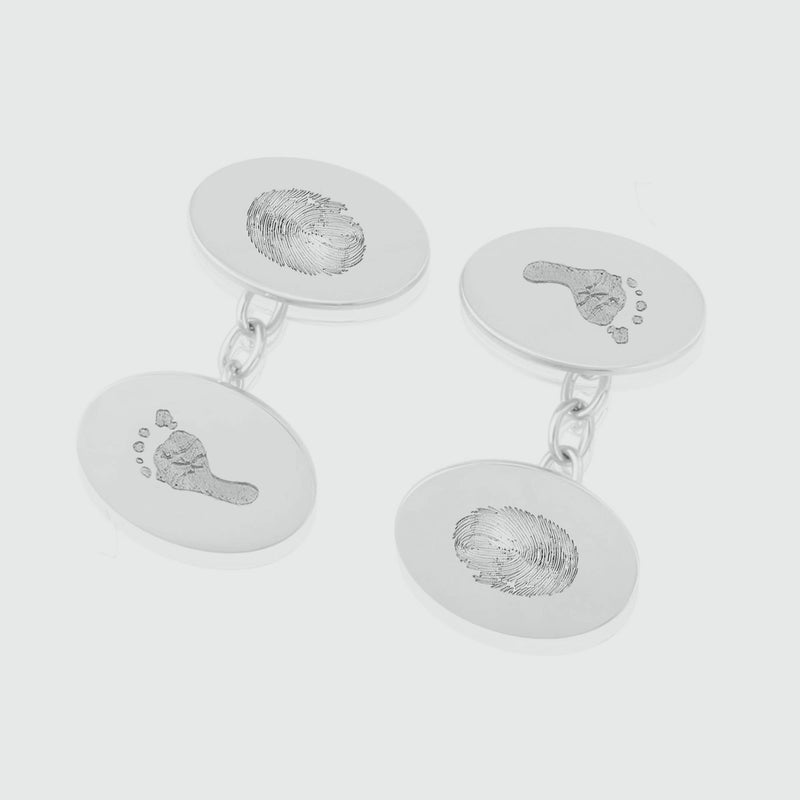 Bellevue Sterling Silver Footprint Cufflinks-Auree Jewellery