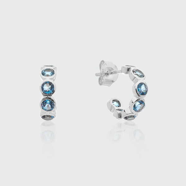 Limited Edition | Mini London Topaz & Silver Hoop Earrings