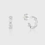 Ortigia Mini Moissanite & Silver Hoop Earrings-Auree Jewellery