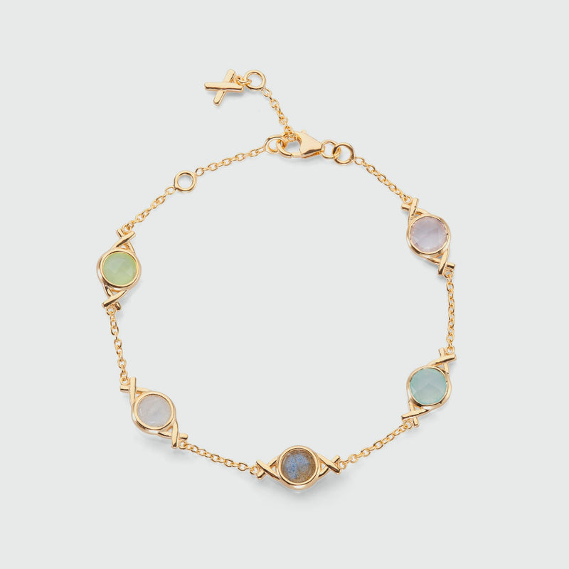 Palma Multi Gemstone & Gold Vermeil Friendship Bracelet