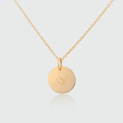 Pre-Engraved 'M' Pembroke Gold Disc Pendant (no chain)