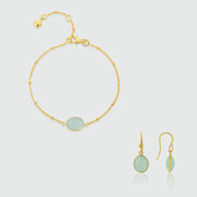 Pollara Aqua Chalcedony & Gold Vermeil Beaded Jewellery Set