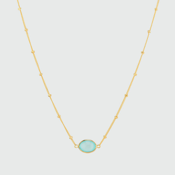 Pollara Aqua Chalcedony & Gold Vermeil Beaded Necklace-Auree Jewellery
