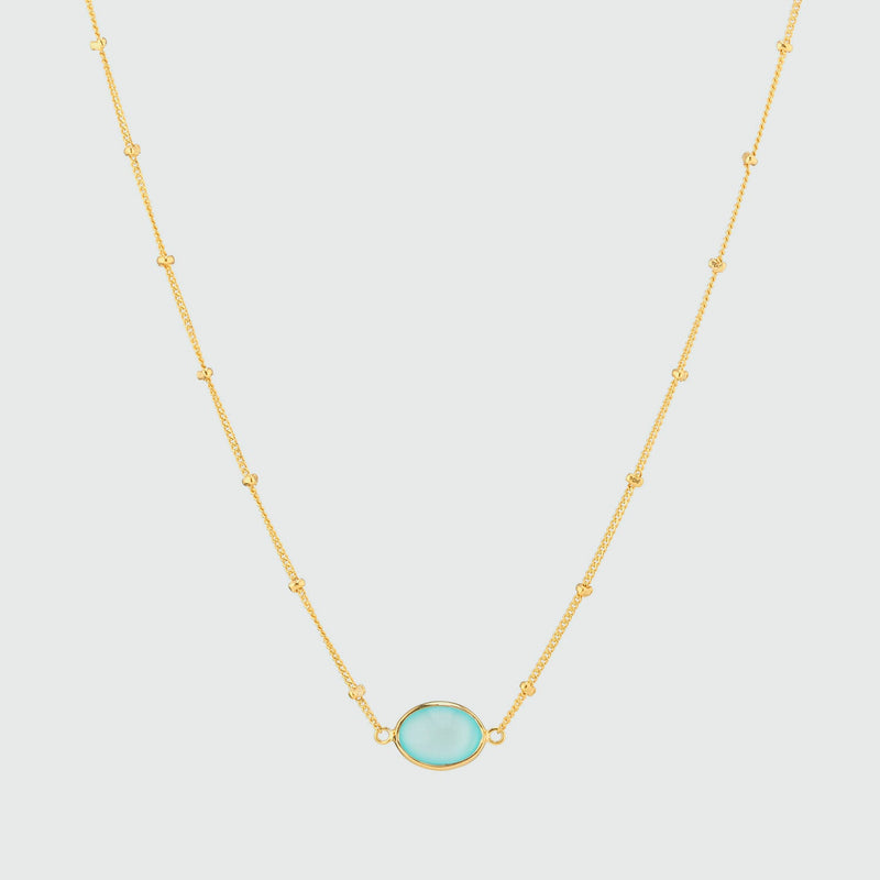 Pollara Aqua Chalcedony & Gold Vermeil Beaded Necklace