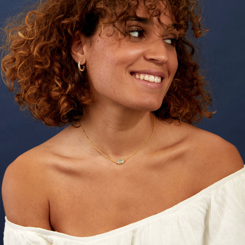 Pollara Aqua Chalcedony & Gold Vermeil Beaded Necklace