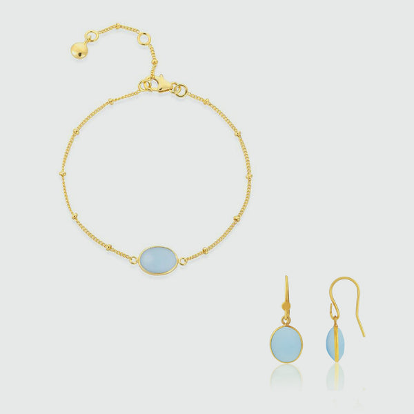 Pollara Blue Chalcedony & Gold Vermeil Beaded Jewellery Set