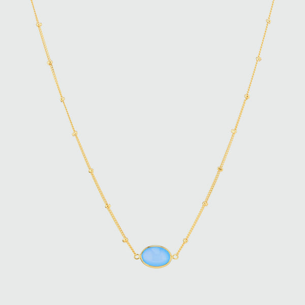 Pollara Blue Chalcedony & Gold Vermeil Beaded Necklace