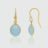 Pollara Gold Vermeil & Cabochon Blue Chalcedony Earrings