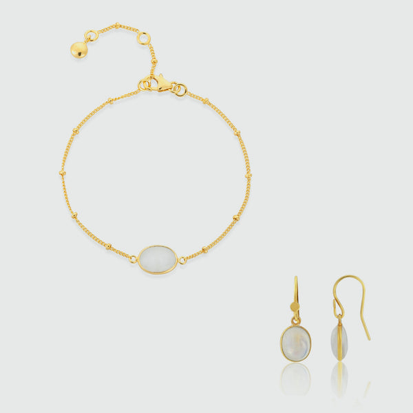 Pollara Moonstone  & Gold Vermeil Beaded Jewellery Set