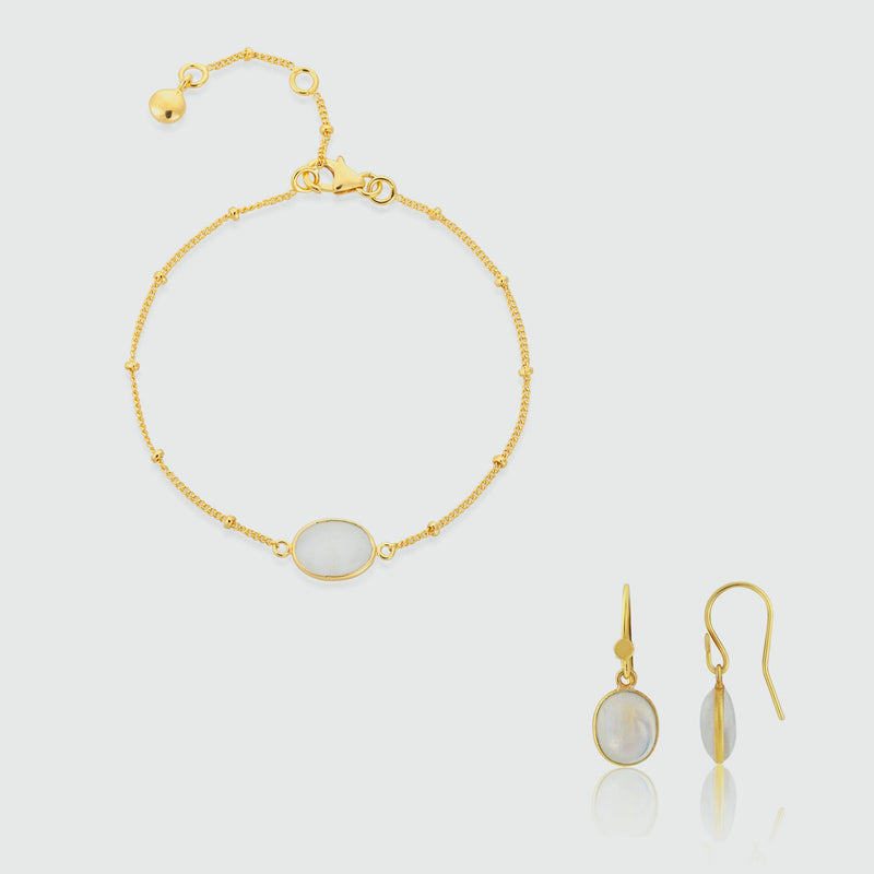 Pollara Moonstone & Gold Vermeil Beaded Jewellery Set
