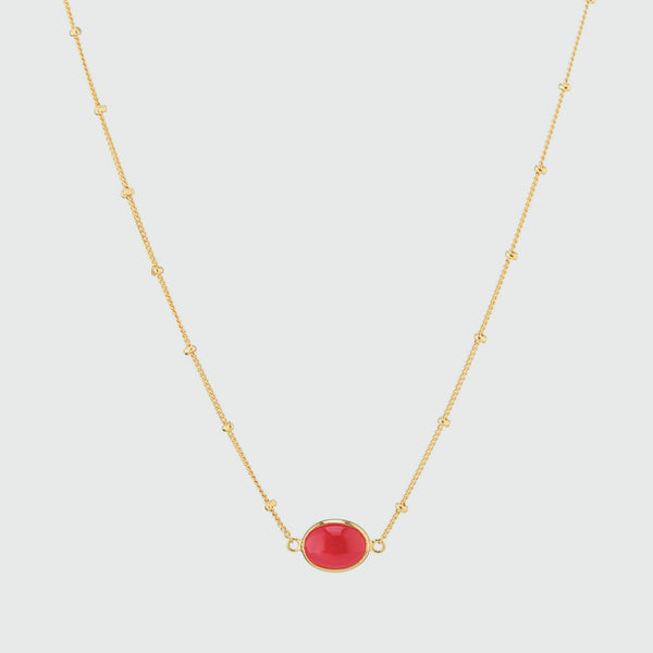 Pollara Fuchsia Pink Chalcedony & Gold Vermeil Beaded Necklace