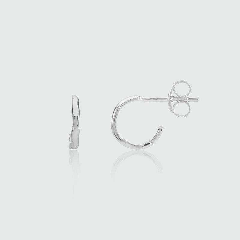 Ronda Micro Polished Silver Hoop Earrings