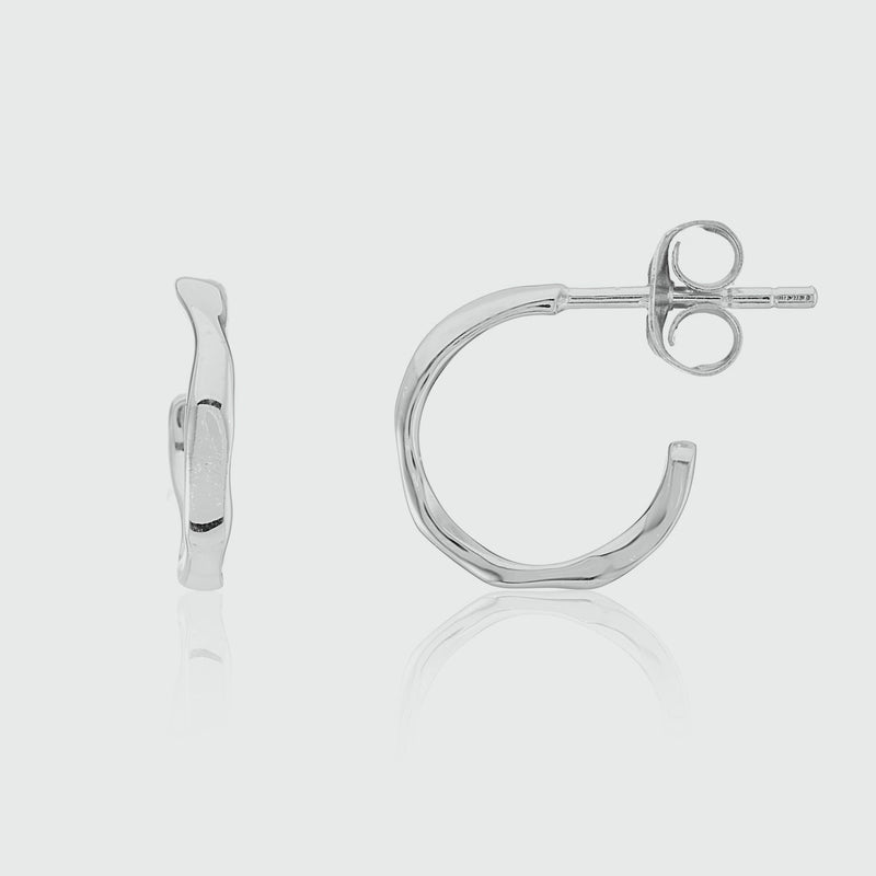 Ronda Mini Piccolo Polished Sterling Silver Hoop Earrings-Auree Jewellery