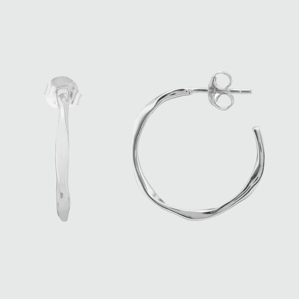 Ronda Piccolo Polished Sterling Silver Hoop Earrings-Auree Jewellery